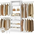 thumbnail image 1 of Aheaplus Closet System, 4-9Ft Closet Organizer with 4 Wooden Drawers, Wood Closet Organizer System with Tower, Walk-in Closet Organizer Wardrobe Clothes Rack with 4 Hanging Rods, Garment Rack, White, 1 of 8