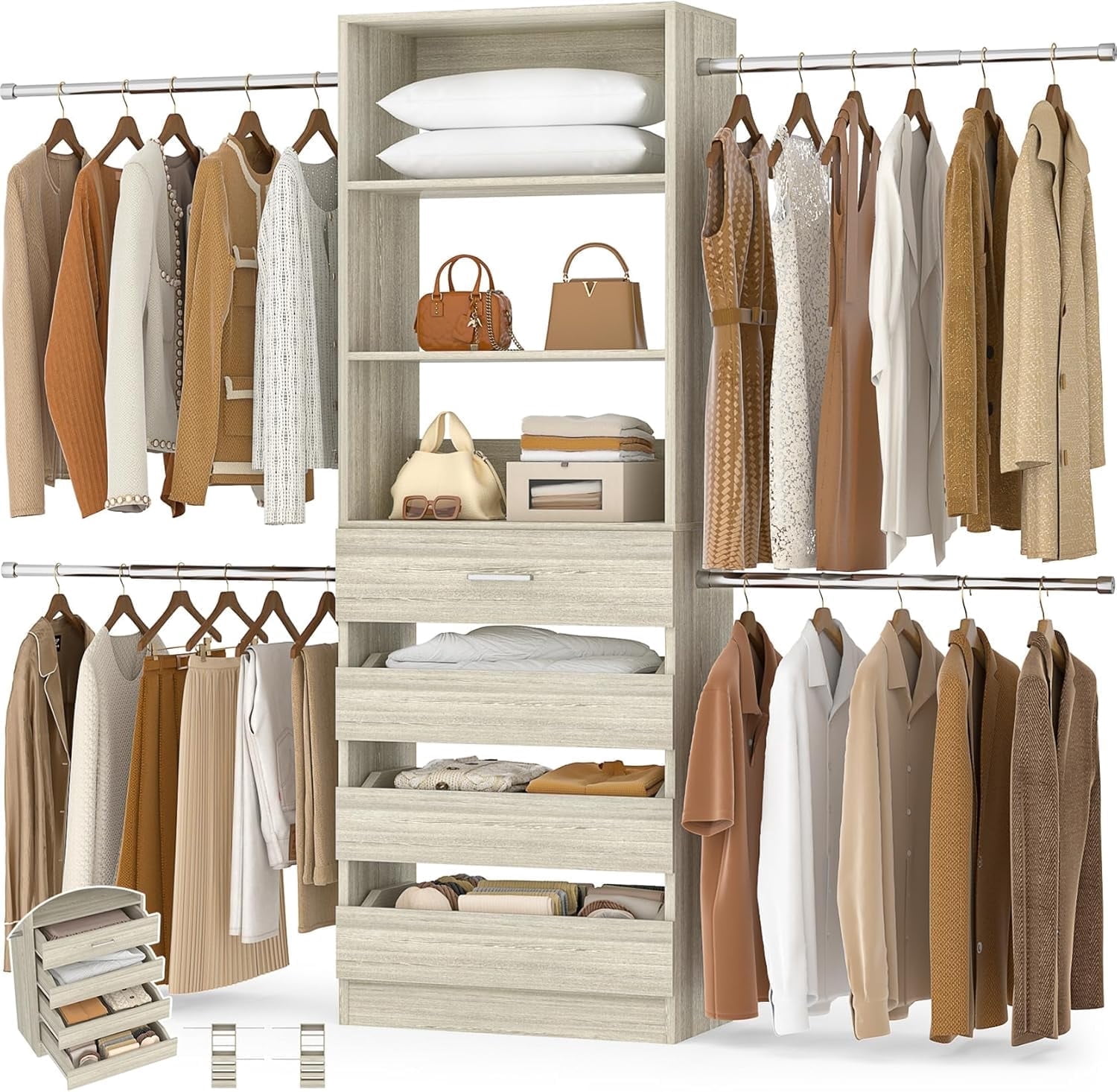 シャンプー A-ch closet Aheaplus Closet System, 4-9Ft Walk-in and Wardrobe Organizer with