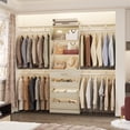 thumbnail image 1 of Aheaplus Closet System with 4 Drawers, 8FT Wood Closet Organizer System, 96’’ Closet Built In System Tower with Shelves, Walk-in Closet Wardrobe Clothes Garment Rack, Fits Spaces 4-9 ft, White Oak, 1 of 8