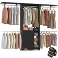 thumbnail image 1 of Aheaplus Closet System, Closet Organizer with 3 Wooden Drawers, 8FT Closet Organizer System, 96’’ Walk-in Closet Wardrobe Clothes Rack with Hanging Rods, Adjustable Garment Rack, Fits 5.3-9 ft, Black, 1 of 7