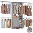 thumbnail image 1 of Aheaplus Closet System, Closet Organizer with 3 Wooden Drawers, 8FT Closet Organizer System, 96’’ Walk-in Closet Wardrobe Clothes Rack with Hanging Rods, Adjustable Garment Rack, Fits 5.3-9 ft, Gray, 1 of 7