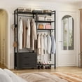 thumbnail image 1 of Aheaplus Clothes Rack - Reversible with 2 Drawers, Heavy Duty Garment Rack with Shelves, 6-Tier Freestanding Portable Wardrobe with Hanging Hooks, Black, 1 of 7