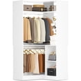 thumbnail image 1 of Aheaplus Corner Closet System With Shelves, 34'' Organizer With Hanging Rods, Wood Walk-in for Small Space, Freestanding Tower, L Shaped Garment Rack, White, 1 of 14
