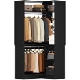 thumbnail image 1 of Aheaplus Corner Closet System with Shelves, Closet Organizer System with Hanging Rods, Wood Walk-in Closets for Corner Small Space, L Shaped Garment Rack, -B3, Black, 1 of 14