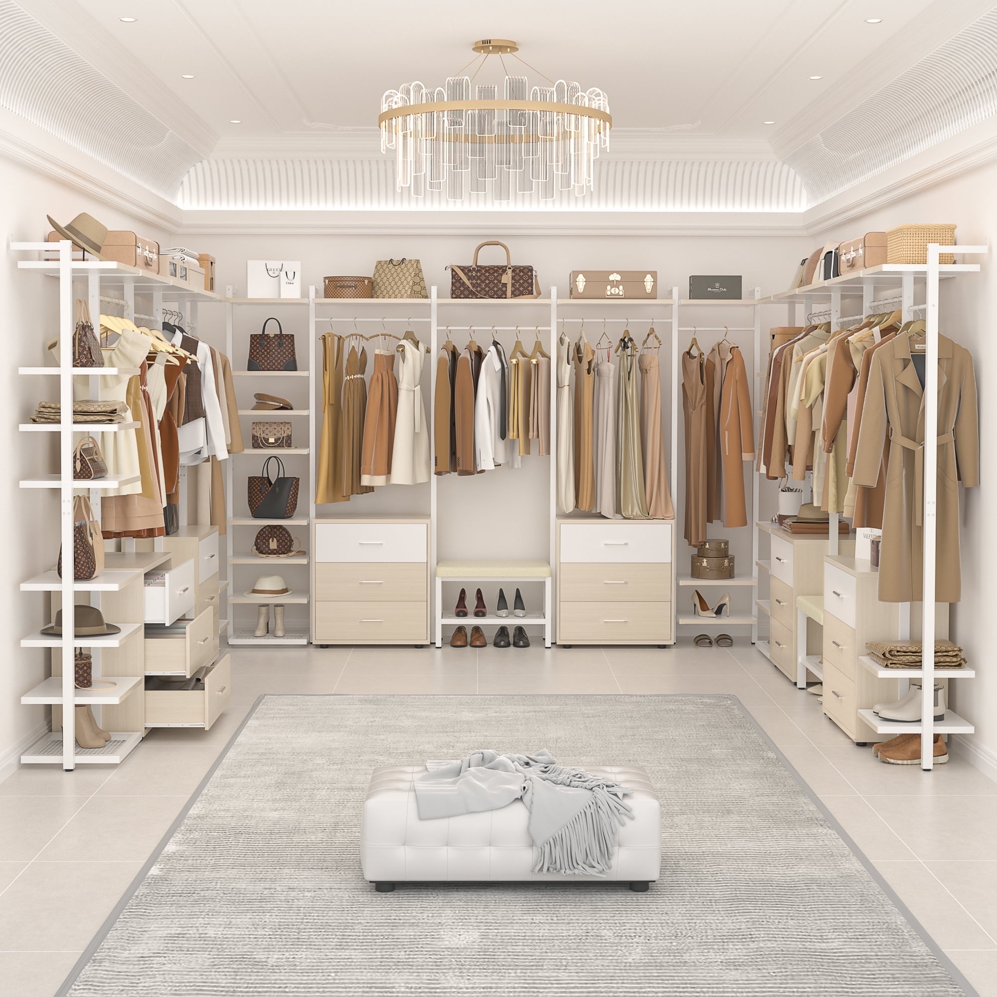 Aheaplus Durable Heavy Duty Garment Rack with 6 Drawers, Large Wall ...