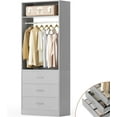 thumbnail image 1 of Aheaplus Freestanding Closet Organizer: 3-Drawer Storage with Rod & Shelves, Space-Saving 24-inch Cabinet,Gray, 1 of 6