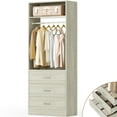 thumbnail image 1 of Aheaplus Freestanding Closet Organizer: 3-Drawer Storage with Rod & Shelves, Space-Saving 24-inch Cabinet,White Oak, 1 of 6