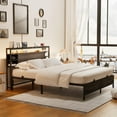 thumbnail image 1 of Aheaplus Full Size Bed Frame with Charging Station and RGB LED Lights, Sturdy Platform Bed with Storage Headboard, Solid Metal Slats, Noise Free, No Box Spring Needed, Easy Assembly,Black Oak, 1 of 7