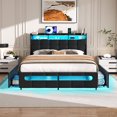 thumbnail image 1 of Aheaplus Full Size Bed Frame with Drawers Charging Station LED Light, Upholstered PU Leather Full Bed Frame with Storage Headboard, Heavy Duty Wood Slats, No Box Spring Needed, Noise Free, Black, 1 of 8