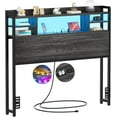 thumbnail image 1 of Aheaplus Headboard for Twin Size Bed with Storage, Headboards with LED Light, Power Outlets, USB Ports Twin Size Head Board, Wood headboard Only Sturdy and Stable Headboards, Modern, Black Oak, 1 of 7