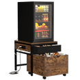 thumbnail image 1 of Aheaplus Heavy Duty Rolling Mini Fridge Stand with Drawer Storage & Sockets - Compatible with Mini Fridge & Microwave - for Dorm, Apartment, Office - Rustic Brown, 1 of 8