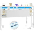 thumbnail image 1 of Aheaplus King Size Headboard with Storage, Headboards with Power Outlet and RGB LED Light, Sturdy and Stable King Headboard Only for Bedroom, Dorm Room, Guest Room, White, 1 of 9