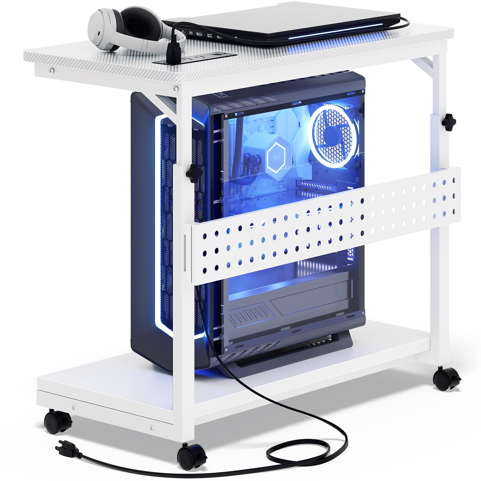 Aheaplus Mobile 4-Level Height Adjustable CPU Tower Stand with Wheels ...