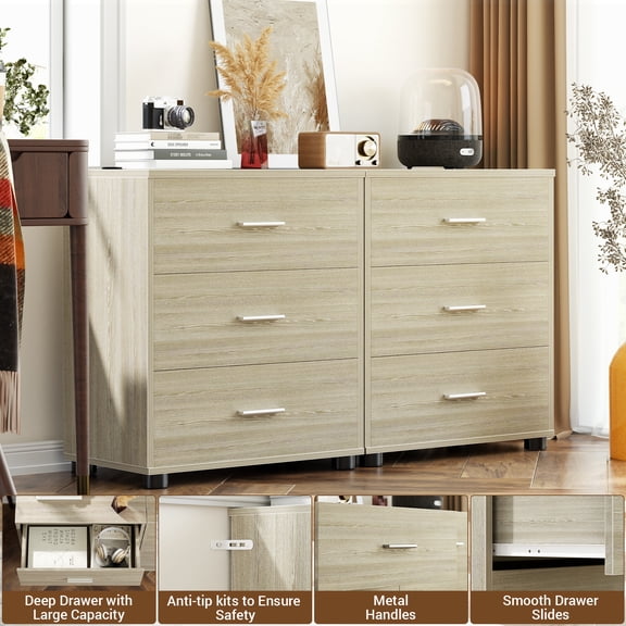 Aheaplus Multifunctional 3-Drawer Wood Closet Organizer System - Versatile Storage Solution for Bedroom, Nightstand & End Table,White Oak