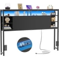 thumbnail image 1 of Aheaplus Queen Size Headboard with Storage, Headboards with Outlets and RGB LED Light, Sturdy Head Board for Queen Size Bed, Stable Headboard Only for Bedroom, Dorm Room, Guest Room, Black Oak, 1 of 9