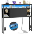 thumbnail image 1 of Aheaplus Twin Headboard with Storage, with Power Outlets and Smart LED Light, Sturdy and Stable Twin Headboard for Bedroom, Dorm Room, Guest Room, Black, 1 of 8