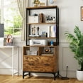 thumbnail image 1 of Aheaplus Vertical File Cabinet with Charging Station, Lock & Large Drawer - Printer Stand, Shelves for Letter/A4/Legal,Rustic Brown, 1 of 6