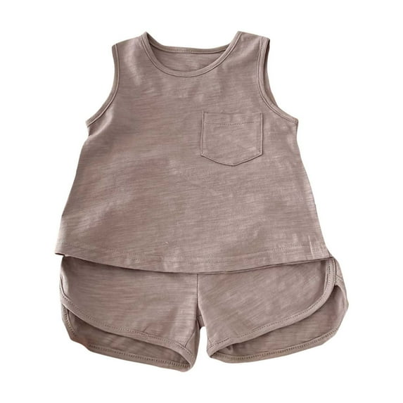AherBiu 2 Piece Sets for Baby Girls Cotton Tank Tops with Shorts Striped Comfy Loungewear Summer Outfits