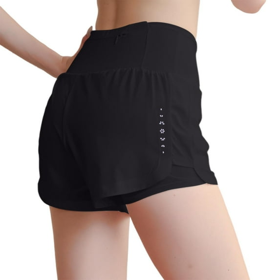 AherBiu 2 in 1 Running Shorts for Women Lightweight Workout Athletic Trackshorts High Waisted Sweatshorts with Zipper Pocket