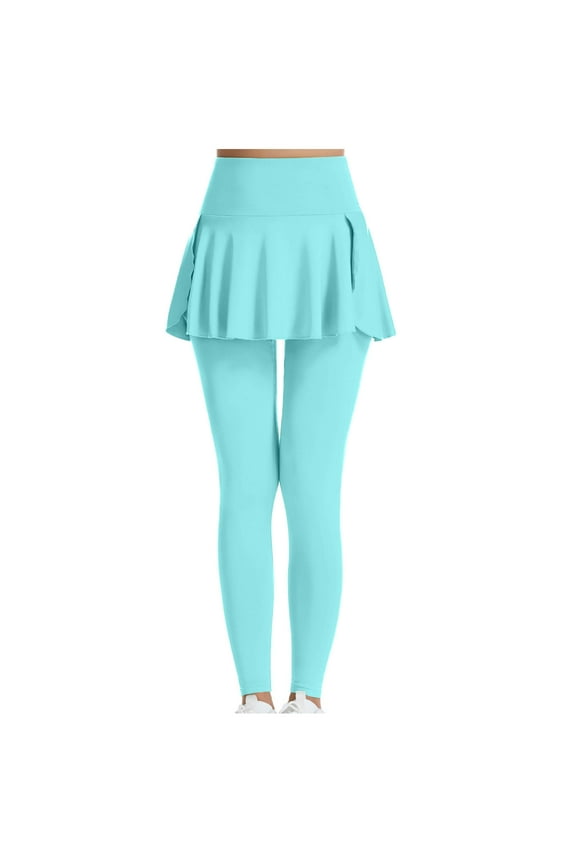 2 in 1 Yoga Leggings Skorts for Women High Waisted Skirts Workout Stretchy Gym Legging Pants