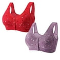 thumbnail image 1 of AherBiu 2pc Everyday Bras for Seniors Women Floral Button Front Closure Plus Size Comfort Wireless Bralette, 1 of 2
