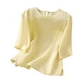 thumbnail image 1 of AherBiu 3/4 Length Sleeve Womens Tops Summer Casual Loose T Shirts Lightweight Basic Tees Blouse, 1 of 3