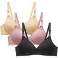 thumbnail image 1 of AherBiu 3PC Seamless Bras for Women Wireless Bra Buckle Closure Comfort T-Shirt Bra Everyday Bralettes, 1 of 5