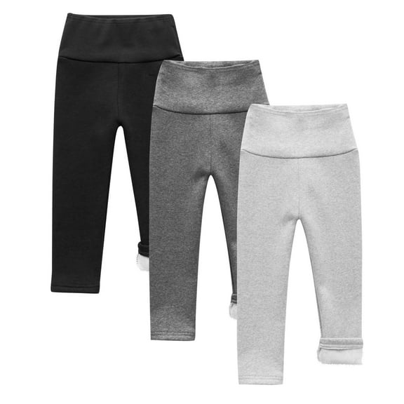 AherBiu 3PC Toddler Girls Clothes Fleece Lined Leggings High Waisted Thermal Warm Bottoms Legging Pants