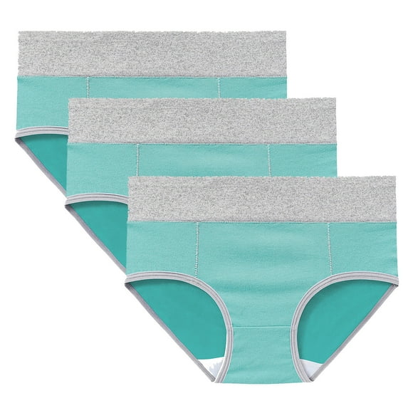AherBiu 3pc Plus Size Underwear for Women Cotton High Waist Seamless Underwear Stretch Soft Everyday Briefs