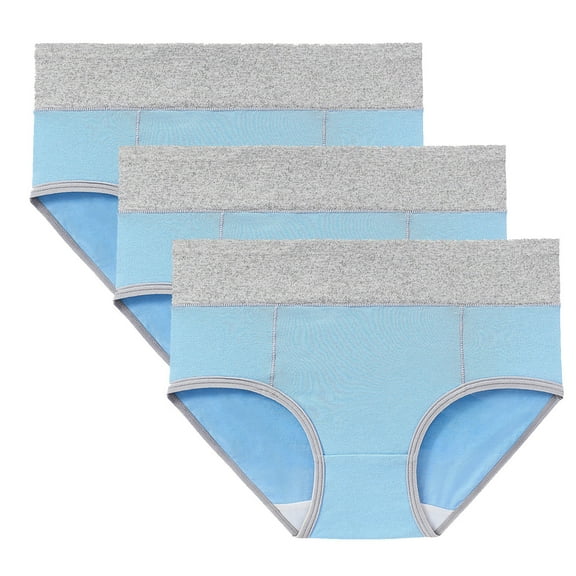 AherBiu 3pc Plus Size Underwear for Women Cotton High Waist Seamless Underwear Stretch Soft Everyday Briefs