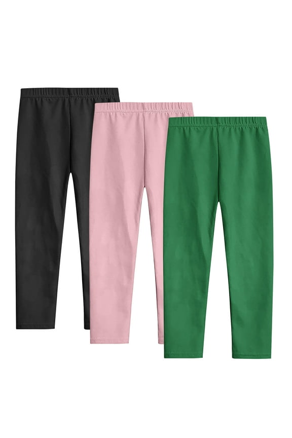 3pc Toddler Girls Clothes Elastic High Waisted Stretchy Slim Fitted Bottom Leggings Pants