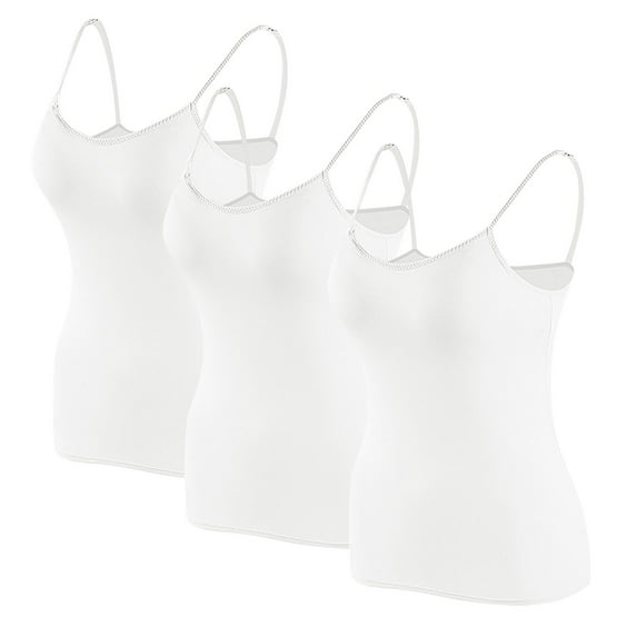 AherBiu 3pc Womens Tank Tops with Built in Bra Spaghette Strap Yoga Tops Comfy Soft Cami Sleepwear Pajama Shirts