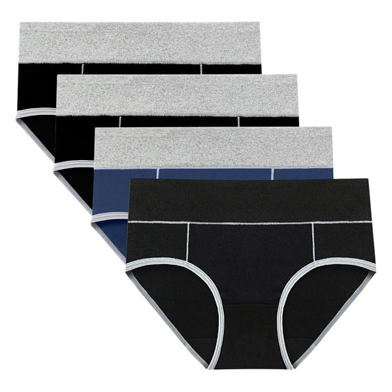 AherBiu 4pc Plus Size Panties for Women High Waisted Seamless Underwear Breathable Stretch Comfort Briefs