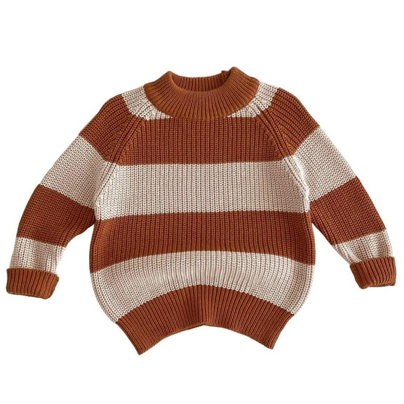 AherBiu Baby Boy Clothes Crewneck Striped Casual Cable Knit Infant Sweater Long Sleeve Warm Toddler Pullover