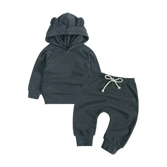 AherBiu Baby Boy Outfits Long Sleeve Hoodie Sweatsuit Tracksuits Athletic Sweatpants 2 Piece Outfit Set