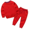 thumbnail image 1 of AherBiu Baby Boys Sweatsuits 2 Piece Fall Outfits Crew Neck Sweatshirt with Sweatpants Sets Solid Color, 1 of 5