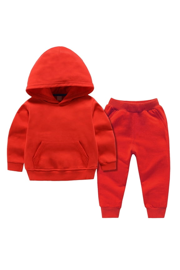 Baby Boys Sweatsuits 2 Piece Fall Outfits Pullover Hoodie Sweatshirt with Sweatpants Sets Solid Color