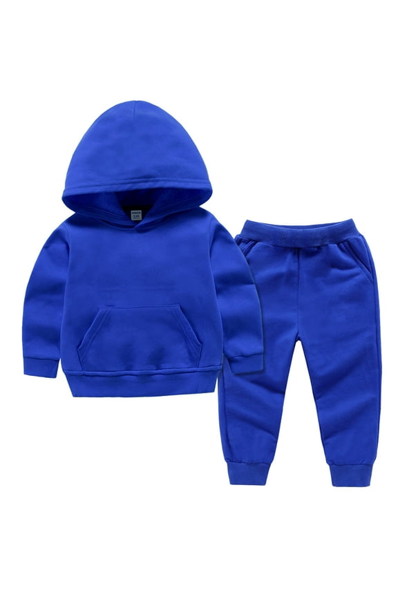 Baby Boys Sweatsuits 2 Piece Fall Outfits Pullover Hoodie Sweatshirt with Sweatpants Sets Solid Color