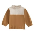thumbnail image 1 of AherBiu Baby Clothes Boy Long Sleeve Half Zip Fall Kids Pullover Casual Color Block Loose Fitted Toddler Tops, 1 of 2