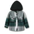 thumbnail image 1 of AherBiu Baby Clothes Long Sleeve Hoodie Button down Shirt Unisex Girls Boys Flannel Shacket Jackets Outwear, 1 of 2