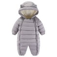 thumbnail image 1 of AherBiu Baby Clothes Long Sleeve Onesie Girls Boys Puffer Coats Hooded Zip up Unisex Infant Rompers Jumpsuit, 1 of 7
