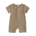 thumbnail image 1 of AherBiu Baby Clothes Short Sleeve Rompers Button Open Leg Unisex Newborn Infant Boys Girls Playsuits, 1 of 4