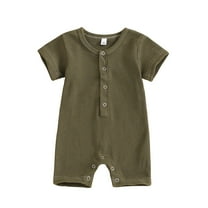 AherBiu Baby Clothes Short Sleeve Rompers Button Open Leg Unisex Newborn Infant Boys Girls Playsuits