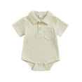 thumbnail image 1 of AherBiu Baby Clothes Short Sleeve Rompers Open Button Lapel Unisex Newborn Jumpsuit Infant Boys Girls Playsuits, 1 of 3