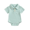 thumbnail image 1 of AherBiu Baby Clothes Short Sleeve Rompers Open Button Lapel Unisex Newborn Jumpsuit Infant Boys Girls Playsuits, 1 of 3