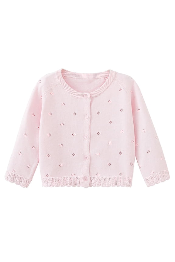 Baby Clothes Toddler Girls Cardigans Hollow out Knitted Sweater Button down Open Front Outwear