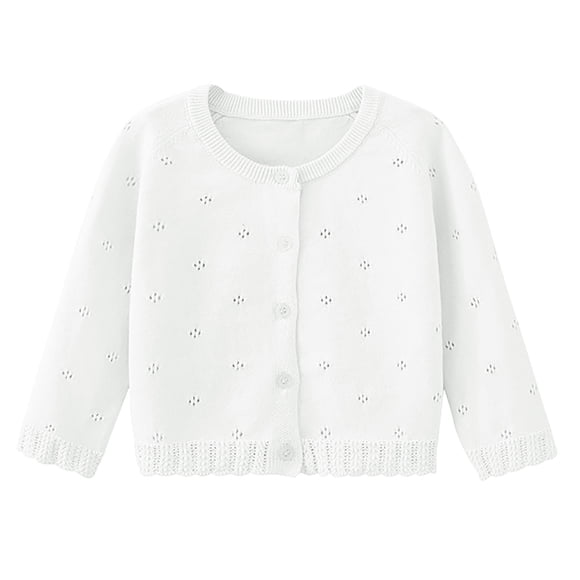 AherBiu Baby Clothes Toddler Girls Cardigans Hollow out Knitted Sweater Button down Open Front Outwear