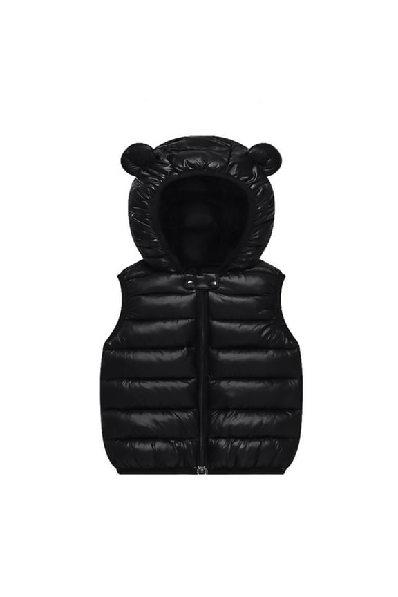 Baby Clothes Toddler Puffer Vests Lightweight Zip up Hooded Sleeveless Boys Winter down Coats Solid Color