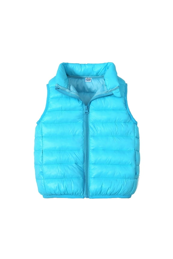 Baby Clothes Toddler Puffer Vests Lightweight Zip up Stand Collar Boys Winter down Vest Solid Color