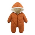 thumbnail image 1 of AherBiu Baby Fleece Lined Snowsuit Winter Coats Rompers Thermal Warm Long Sleeve Zip up Hooded Jumpsuits Overalls, 1 of 3